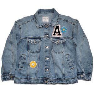 Celebrity Pink Jean Jacket Distressed Patch Small Streetwear Grunge Preppy